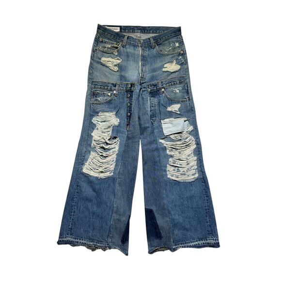 Freddie frances reconstructed flared distressed denim - Picture 1 of 3